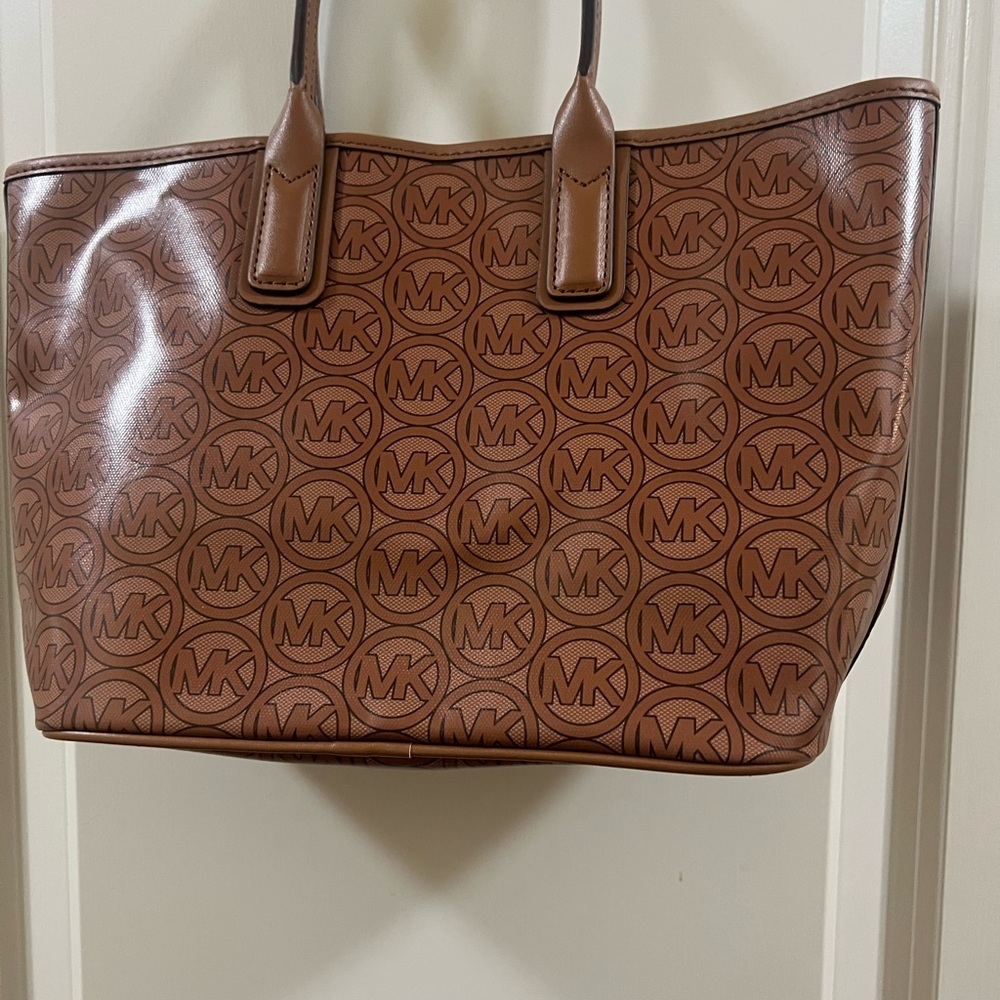 Michael Kors Brown Leather Monogram Tote